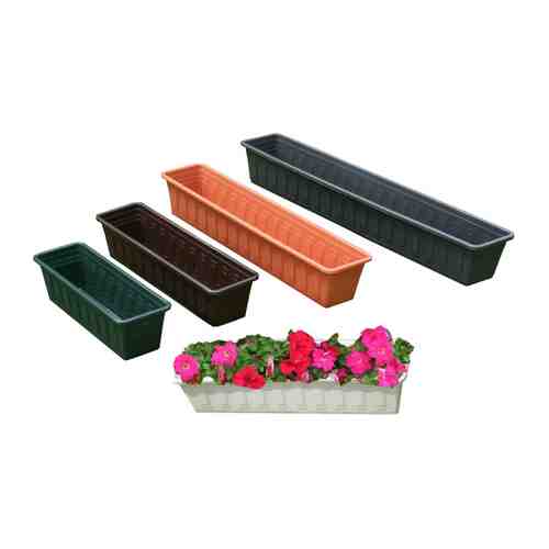Ящик балконный FLORA-TEC, 100х17х15 см, пластик, цвет: коричневый арт. 1001116643
