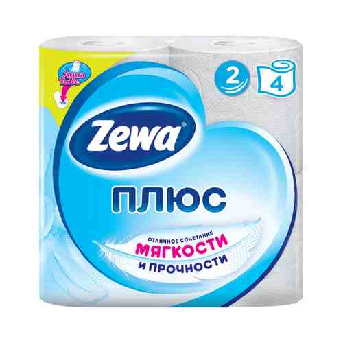 Бумага туалетная ZEWA Плюс 4 шт./уп. 2-сл 184 листов, без аромата арт. 12010811215