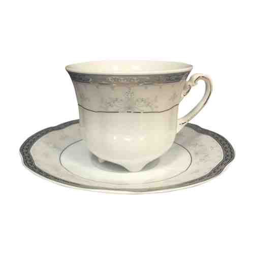 Чашка с блюдцем CMIELOW Болеро платина, серебро, 170 мл, фарфор арт. 1001102318