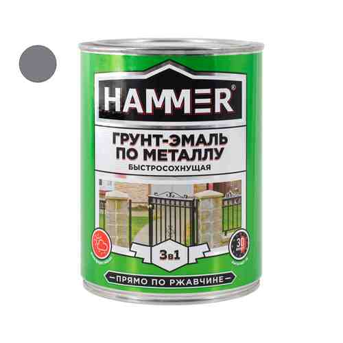 Грунт-эмаль по металлу HAMMER 0,9кг серая, арт.ЭК000116552 арт. 1000859046