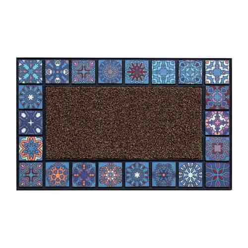 Коврик ATTRIBUTE Mosaic Quadro 45х75см синий резина, полипропилен арт. 1001316933
