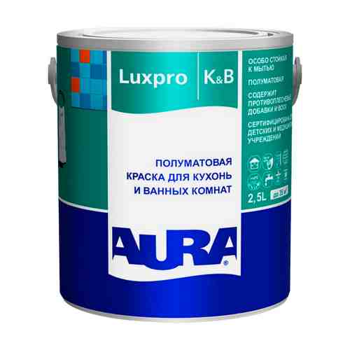 Краска акрилатная AURA Luxpro K&B база А для стен и потолков 2,5л белая, арт.4630042540293 арт. 1001323754