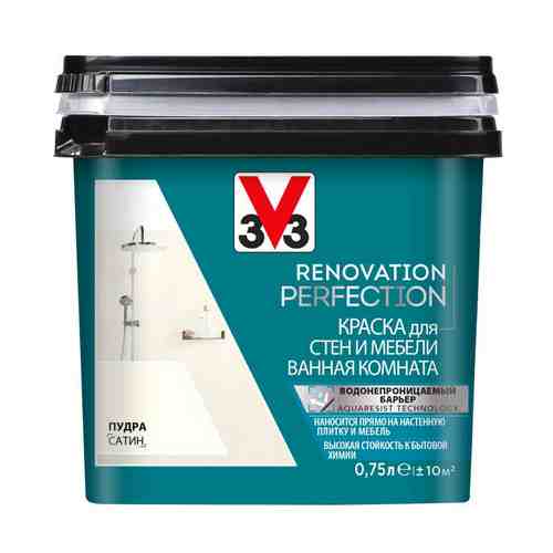 Краска акриловая V33 Renovation Perfection для стен и мебели в ванной комнате 0,75л пудра, арт.11971 арт. 1001370883