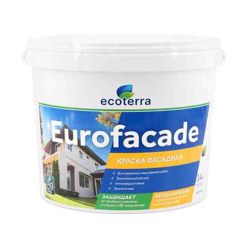 Краска латексная фасадная ECOTERRA Eurofacade 14кг белая, арт.ЭК000135302 арт. 1001440183