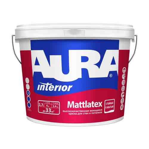 Краска в/д AURA Mattlatex моющаяся 2,7л белая, арт.4607003919924 арт. 1001164995