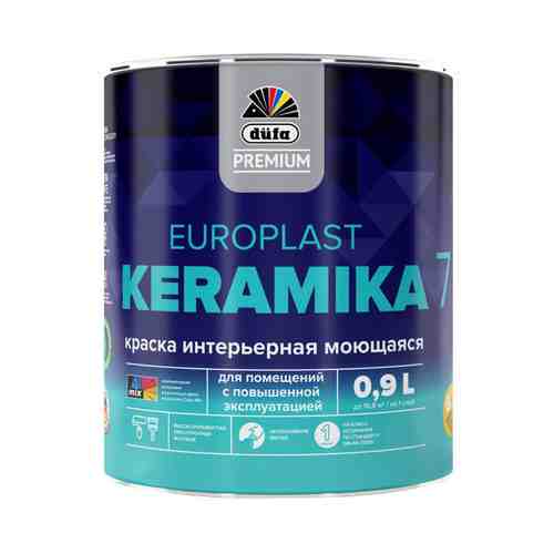 Краска в/д DUFA Premium EuroPlast Keramika 7 база 1 для стен и потолков 0,9л белая, арт.МП00-006964 арт. 1001397993