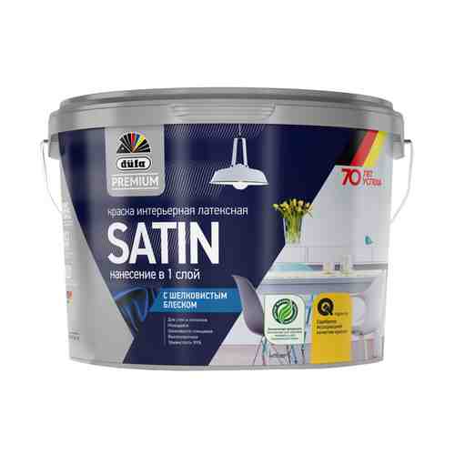 Краска в/д DUFA Premium Satin база 1 для стен и потолков 9л белая, арт.МП00-006674 арт. 1001340206