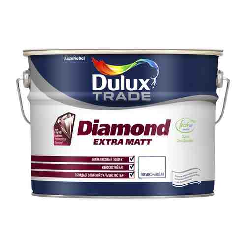Краска в/д DULUX Trade Diamond Extra matt база BW для стен и потолков 10л белая, арт.5273946 арт. 1001234871