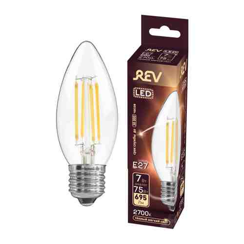 Лампа филаментная REV 7Вт E27 С37 2700K свеча арт. 1001292787