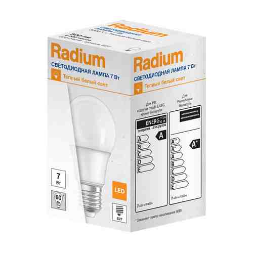 Лампа светодиодная RADIUM 7Вт E27 500Лм 3000K 230В груша А60 арт. 1001402833
