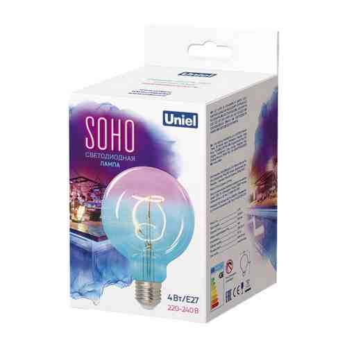 Лампа светодиодная UNIEL Сохо E27 4Вт голубой-винный арт. 1001400918