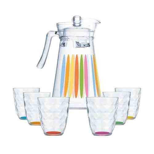Набор питьевой LUMINARC Diamond rainbow 7 предметов: кувшин 1,3л + 6 стаканов 310мл стекло арт. 1001416949
