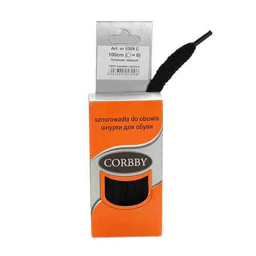 Шнурки CORBBY 100 см хлопок плоские черные арт. 1001132353