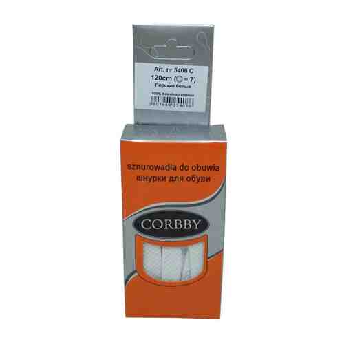 Шнурки CORBBY 120см хлопок плоские белые арт. 1001279340