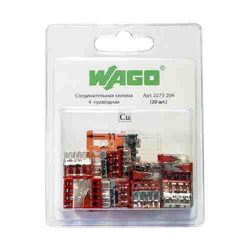 Соединительная клемма WAGO, 4-х проводная, 0,5-2,5 кв.мм, без контактной пасты, 6 шт арт. 1000976082