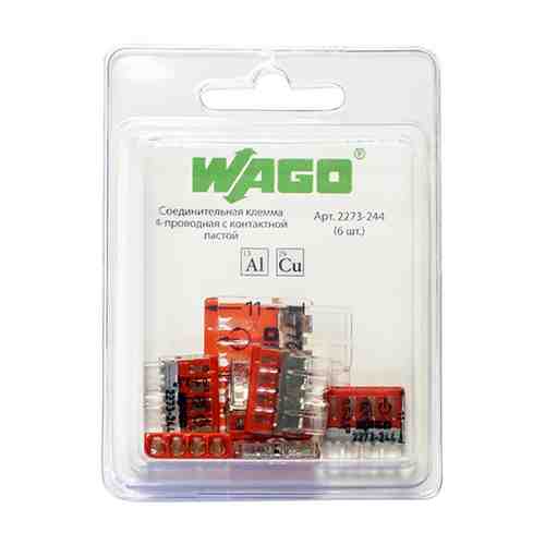 Соединительная клемма WAGO, 4-х проводная, 0,5-2,5 кв.мм, с контактной пастой, 6 шт арт. 1000976087