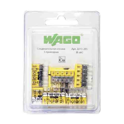Соединительная клемма WAGO, 5-ти проводная, 0,5-2,5 кв.мм, без контактной пасты, 6 шт арт. 1000976083