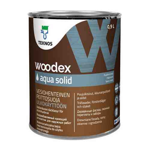 Средство деревозащитное ТEKNOS Woodex Aqua Solid база А 0,9л белое, арт.ЭК000130613 арт. 1001327223