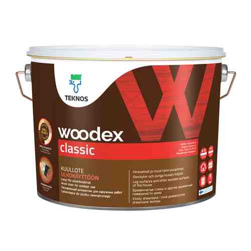 Средство деревозащитное ТEKNOS Woodex Classic лессирующее 9л бесцветное, арт.ЭК000130628 арт. 1001327221