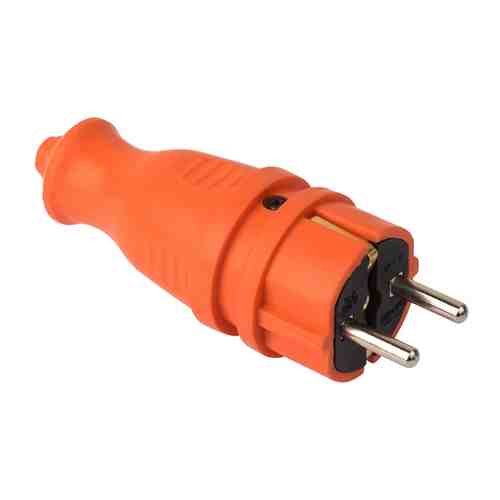 Вилка цветная каучуковая прямая EKF 230В 2P+PE 16A IP44 оранжевый арт. 1001293346