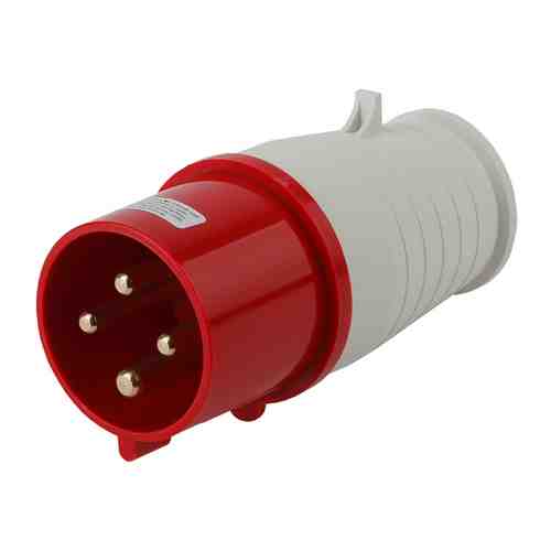 Вилка силовая кабельная ЭРА 3Р+Е 32А 380В IP44 красный арт. 1001293356