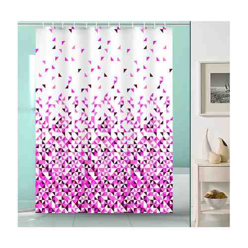 Занавеска для ванной OFELIS Мозаика 200х180 см, полиэстер, розовая арт. 1001147759
