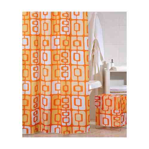 Занавеска для ванной Orange Toffee 200х240 см, оранж. с рисунком арт. 1000853146